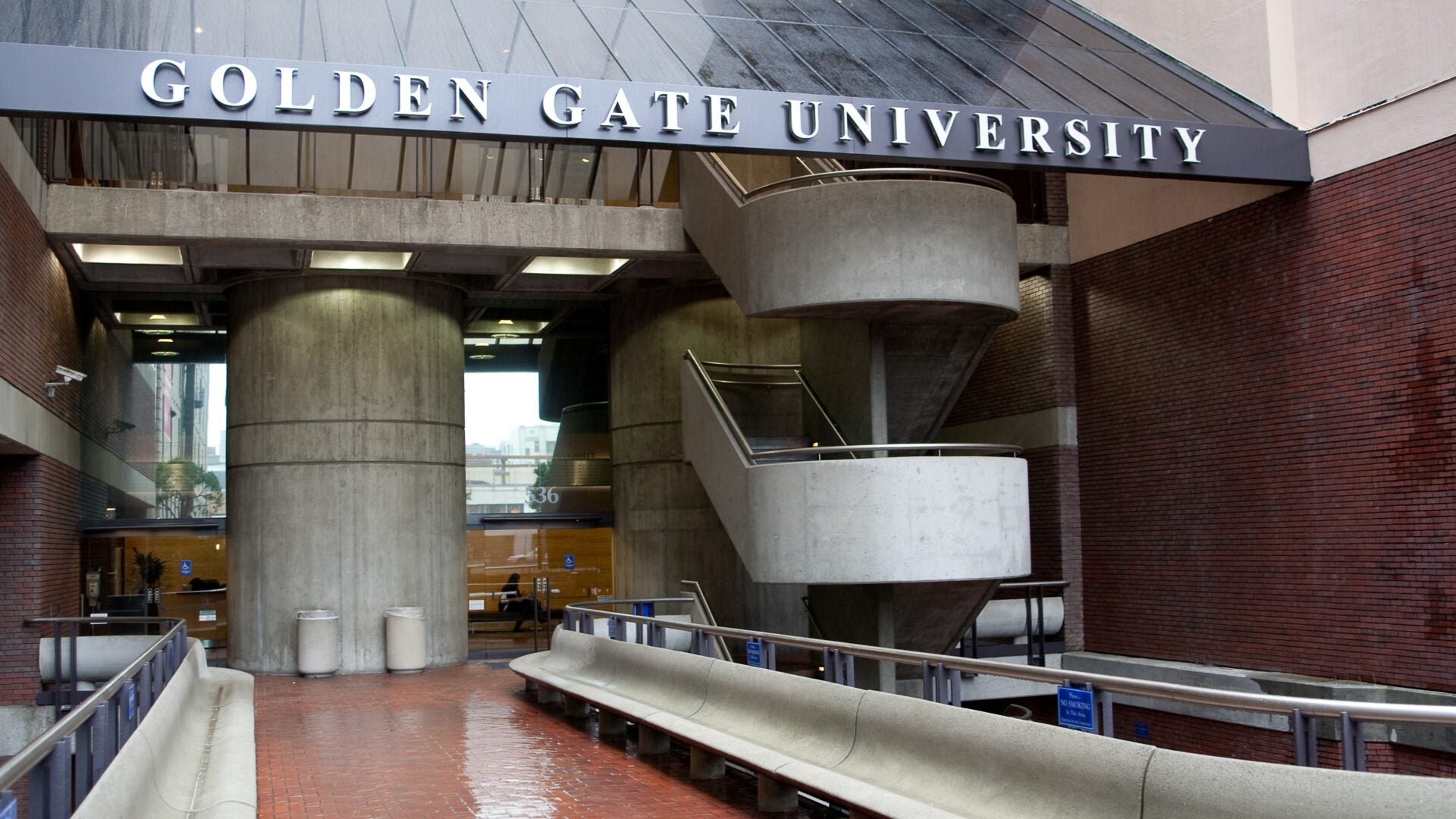 Entrance to Golden Gate University building.
